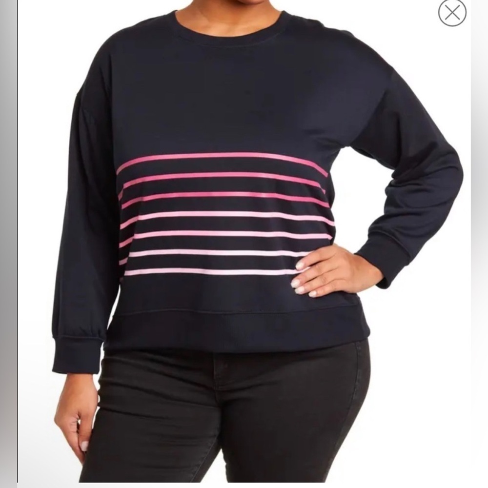 Philosophy navy with pink gradient stripe sweatshirt women’s 1X preloved